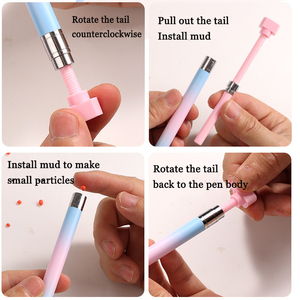 Stylo à <span class=keywords><strong>cire</strong></span> de luxe Macaron dégradé diamant, rechargeable, pointe rotative, outils professionnels pour le nail art et les strass, métal serti - Product Image 5