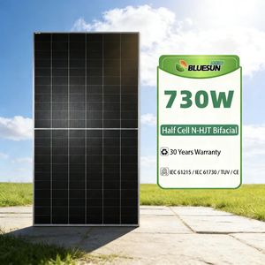 Module Solaire Monocristallin Bifacial HJT à Demi-Cellules 715W/730W/735W Haute Efficacité avec Cadre en Aluminium Anodisé pour - Product Image 2