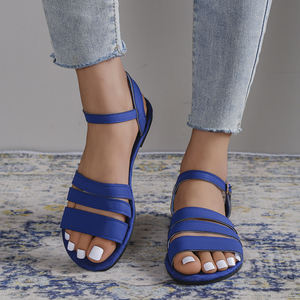 Sandalias Planas De 2 Colores Para Mujer Azul Klein - Product Image 1