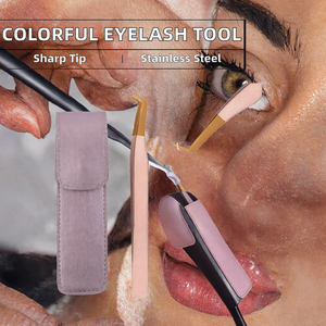Nouvelles pinces à cils en acier inoxydable de couleur, pinces pour extensions de cils, outil de maquillage multifonction à pointe fine - Product Image 2
