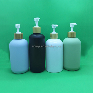 Emballage de soins de la peau Ensemble de lavage corporel 200ML 300ML 500ML Bouteille de shampooing verte douce au toucher Bouteille de lotion ronde rechargeable mate - Product Image 1