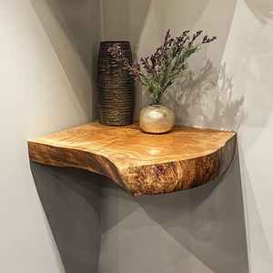 Vente en gros étagère murale en bois pour dalles d'angle étagères d'angle flottantes bord vivant étagère murale invisible en bois massif - Product Image 6