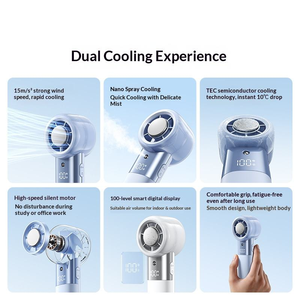 S25 New Handheld Spray <b>Small</b> Fan Usb Charging Large Wind Ice Digital Display Long Endurance Portable Outdoor Mini Fan - Product Image 2