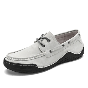 Chaussures <span class=keywords><strong>bateau</strong></span> pour hommes, mocassins de conduite, chaussures plates en faux daim de vache et <span class=keywords><strong>nubuck</strong></span>, basses à lacets, faites à la main, légères, à talon plat, pour la marche et les affaires - Product Image 1