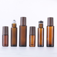 Flacon à bille rond en verre givré ambré vide 5ml 10ml 15ml pour parfum, gloss à lèvres, déodorant