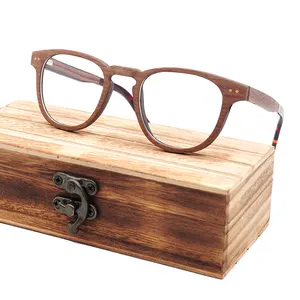 Unisex design wholesale no logo spring hinge wooden frame eyeglasses