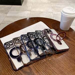 Custodia per Telefono con Supporto Magnetico Elettroplaccato alla Moda per <span class=keywords><strong>iPhone</strong></span> 11 12 13 14 15 16 17 Pro Max con Protezione <span class=keywords><strong>Trasparente</strong></span> per Obiettivo - Product Image 6