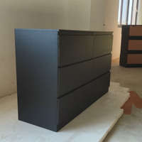 Commode à 6 tiroirs sans poignées, tiroirs de rangement en bois amovibles pour l'organisation de la chambre à coucher, pour le salon, en bois
