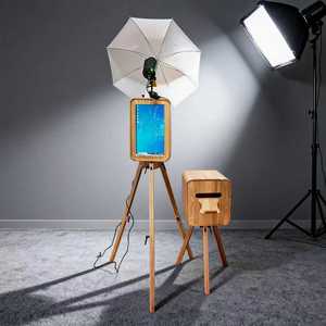 บูธถ่ายภาพงานแต่งงานดีไซน์ใหม่, บูธถ่ายภาพไม้สไตล์เรโทร, บูธถ่ายภาพไม้สองด้านพร้อมขาตั้งเครื่องพิมพ์ <span class=keywords><strong>ราคา</strong></span>ขายส่ง - Product Image 2