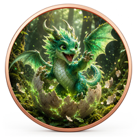 Pièce de monnaie Dragon Hatchling en cuivre fin 999 de 1 oz, haute définition, peinte aux UV, finition effet proof, cadeau pour les collectionneurs de fantasy