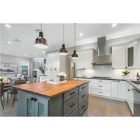 Ensemble d'armoires de cuisine moderne Grand Range Hood White MDF Solid Wood Shaker Design comprend un évier Charnière de robinet Tiroir Slide Toe Kick Kitchen Cabinet Set