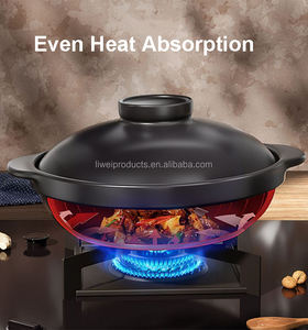 Casserole et marmite en céramique noire givrée avec couvercle, résistante aux hautes températures, pour un usage domestique, hôtelier et en restauration - Product Image 5