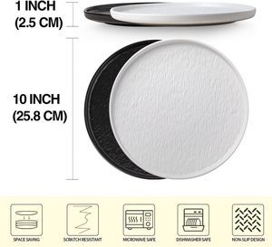 Vajilla de Cerámica con Textura de Roca, Platos para Servir Ensaladas y Filetes, Juego de Platos para Cena con Borde - Product Image 2