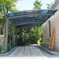 Nouvelle conception de carport en aluminium imperméable avec toit en polycarbonate, abri pour une seule voiture en cantilever