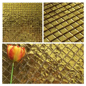 Wholesaler Electroplating Gold Color Stained Glass Mosaic