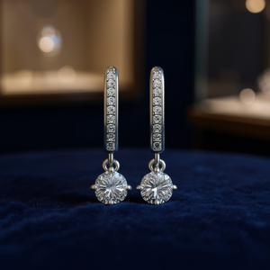 Orecchini E3030 in Oro Bianco con Diamanti Taglio Brillante Rotondo Colore G Diamanti Naturali Stile Classico Gioielli da Fidanzamento per Donna - Product Image 2