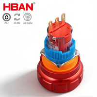 Bouton d'arrêt d'urgence en aluminium rouge haute performance HBAN de 16 mm avec étanchéité IP67 pour machines industrielles