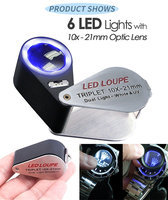 20X Jeweler Loupe White UV Light Gem Loupe 20X 21 mm Jewelry Magnifying Gem Loupe with Light USB Charging