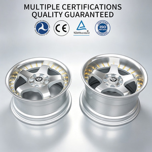 ล้อแม็กซ์ FLowtone คุณภาพดีที่สุด ล้ออัลลอย 2 ชิ้น ขนาด 15 นิ้ว 4X100/114.3 ล้อหล่อสีเงินหน้าเจียร + ขอบ + หมุดสีทอง - Product Image 4