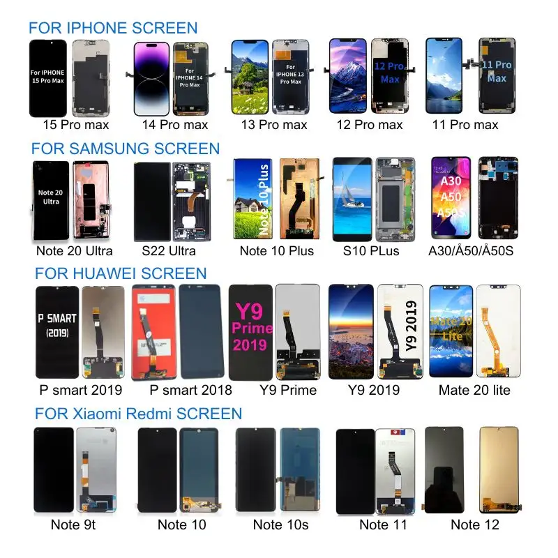 Lcd cep telefonları farklı marka dokunmatik ekran iphone Samsung Huawei OPPO Vivo için Lcd ekran toptan cep telefonu lcd'ler