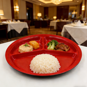 Assiette en mélamine à 3 compartiments, rouge et noir, 10 pouces, pour repas équilibrés - Product Image 2