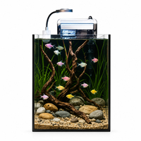 Aquarium de bureau intégré en gros avec couvercle PC, kit d'aquarium tout-en-un personnalisable avec filtre 3 étapes et éclairage COB