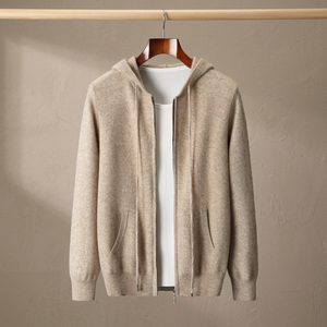 Cardigan zippé en cachemire 100 % pur, tricot épais, respirant, anti-plis, col rond, pour homme, hiver, décontracté, avec manches tombantes aux épaules - Product Image 3