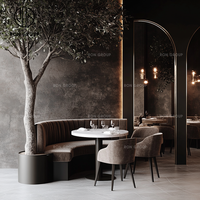 Marbre demi-cercle rond café canapé stand siège chaise et table ensemble meubles pour restaurant café