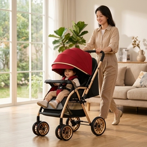 Poussette bébé portable réversible JXB avec grand nacelle, siège et fonction couchage, pour garder bébé au chaud - Product Image 1