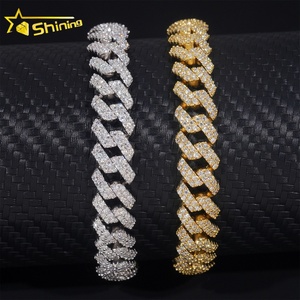 Bracciale a catena cubana da <span class=keywords><strong>uomo</strong></span> di lusso, in ottone e rame, con <span class=keywords><strong>diamanti</strong></span> ghiacciati VVS Moissanite, gioielli hip hop personalizzati da 8 mm - Offerta imperdibile - Product Image 1