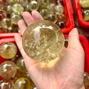 도매 하이 퀄리티 투명 황수정 구 치유 크리스탈 석영 공 공예 가정 장식 - Product Image 2