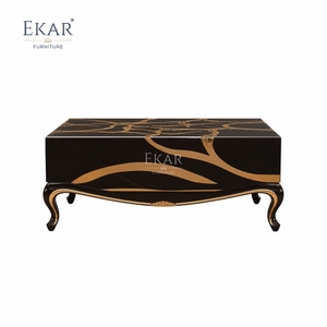 <span class=keywords><strong>Tavolino</strong></span> da Caffè Monolitico con Venature Dorate |   Lacca Nera di Lusso &amp;   Tavolo Decorativo con Intarsi in Oro - EKAR FURNITURE - Product Image 1