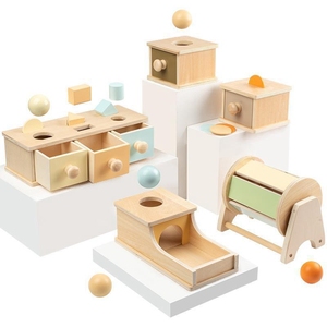 5 in 1 Wooden Montessori Busy House Shape Sorting Game <strong>Rainbow</strong> Spinning Drum Ball Coin <strong>Drop</strong> Toy - Product Image 2
