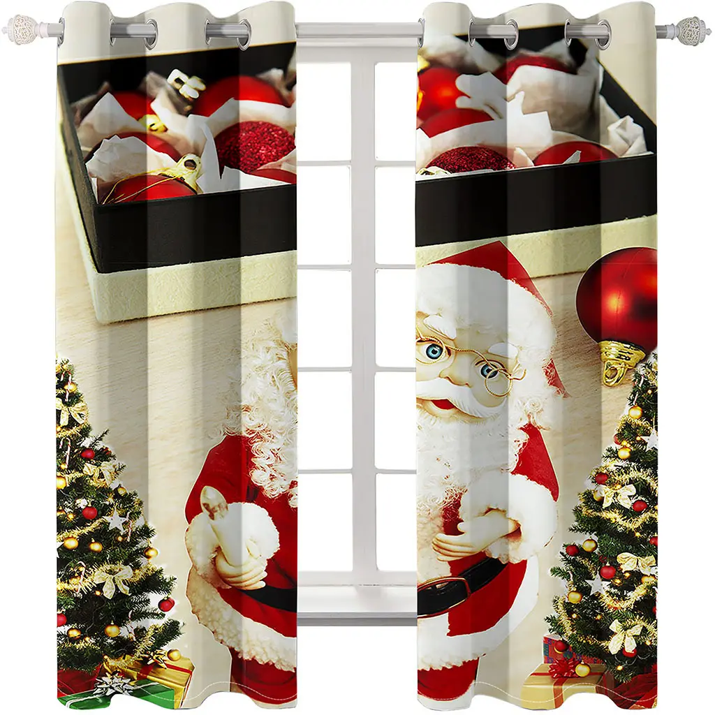 2023 Good Quality Customized Indoor Blackout Room Christmas Pattern Decors Style Curtains