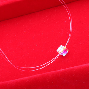 Collar de Hilo de Pesca con Cristales, Colgante Geométrico Color AB, Cadena para Clavícula de Uso Diario - Product Image 3