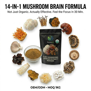Poudre d'extrait de champignons NuCoreBio USDA 14-en-1 avec anthocyanes et protéines, extrait aqueux de qualité alimentaire 90g OEM ODM - Product Image 1