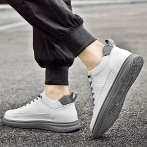 Zapatillas de Piel Vacuna para Hombre, Punta Redonda, Forro de Malla, Transpirables, con Aumento de Altura Invisible, Casuales, Ligeras, de PVC - Product Image 6