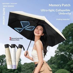 Parapluie en pongé ultra-léger entièrement automatique à 6 baleines, design moderne, protection soleil et pluie, pliage et rangement faciles - Product Image 4