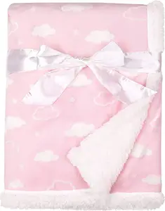 Groothandel 100% Polyester Huidvriendelijke Custom Bedrukte Minky Fleece Baby Dot Blanketminky Baby Deken Voor Pasgeborenen