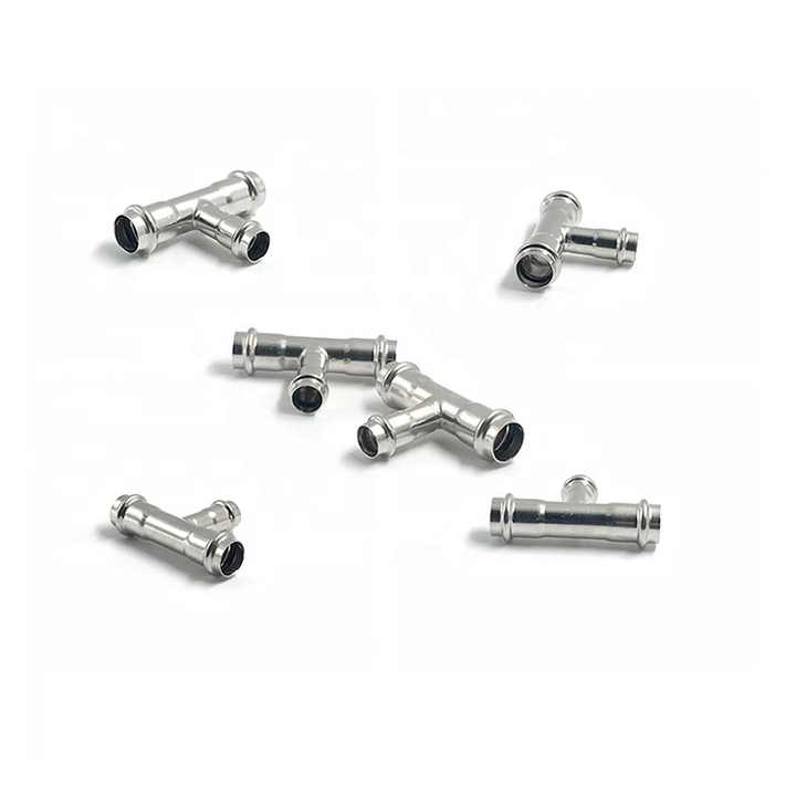 304/316L V Profile Stainless Steel Pipe Fitting Double Compression Equal Tee