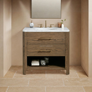 <span class=keywords><strong>Mobile</strong></span> <span class=keywords><strong>Bagno</strong></span> Artigianale Moderno in Rovere, Lavabo con Top in Marmo di Carrara e 2 Cassetti, <span class=keywords><strong>Mobile</strong></span> Lavabo di Lusso Stile Arhaus in Legno per Villa - Product Image 5