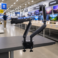 Support d'écran double à pince de bureau réglable, le moins cher de l'usine, inclinaison maximale de 90 degrés, pour écrans de 17 à 32 pouces, capacité de 9 kg