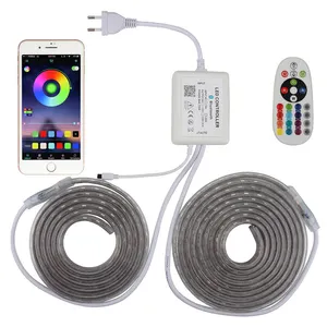 LED RGB Rope Light AC 110 220V Flexible Strip Multi Color Changing Dimmable Waterproof Lighting Decor with APP Remote Control