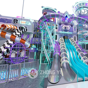Équipement de terrain de jeux intérieur commercial personnalisé, aire de jeux souple pour enfants avec toboggan double interactif en plastique pour centre commercial - Product Image 2