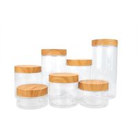 Vente Chaude Pot en Plastique 100ml 200ml 250ml 150ml 500ml avec Couvercle en Bois, Récipient Transparent Vide pour Crème Cosmétique Visage et Poudre