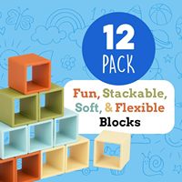 Blocs de construction éducatifs en silicone XL de 2 pouces pour enfants - Anneaux de dentition souples pour bébés en vert, bleu, orange, jaune et couleurs personnalisées 5x5cm