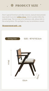 Silla <span class=keywords><strong>de</strong></span> Comedor <span class=keywords><strong>de</strong></span> Madera Maciza con Ratán y Cojín <span class=keywords><strong>de</strong></span> Bouclé <span class=keywords><strong>para</strong></span> Hogar, Cafeterías y Restaurantes Costeros en Australia y Filipinas - Product Image 6