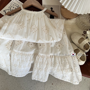 Nuovo Stile Estivo per Bambine, Vestito Principessa Versione Coreana con Pizzo Ricamato e Collo all'Americana, Vendita all'Ingrosso per l'Esportazione - Product Image 4