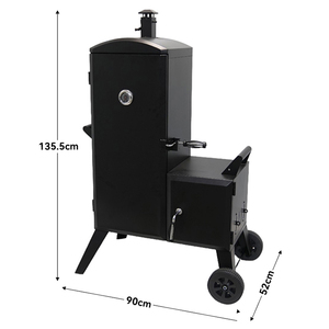 Custom Modern Premium Steel Powder Coated Wide Body 6-Layer Smoker BBQ <strong>Grill</strong> Two Wheels Vertical <strong>Charcoal</strong> Barbecue Offset Smoker - Product Image 3