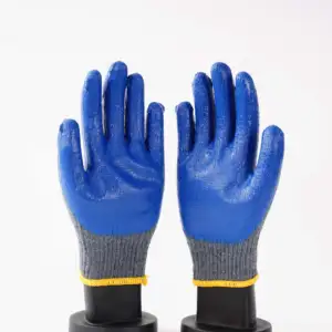 Máquina de fabricación de guantes de seguridad amarillos de fábrica OEM, guante recubierto de látex de nitrilo